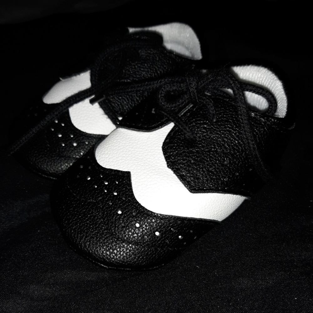 Black and white dress shoes